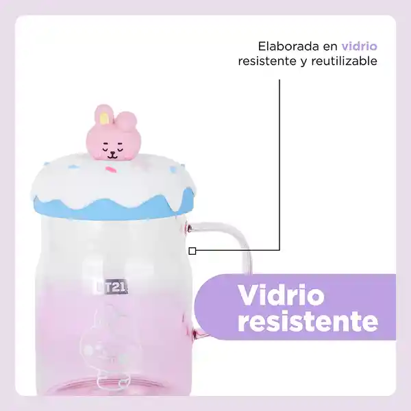 Taza Con Tapa y Baby Cooky Bt21 Miniso
