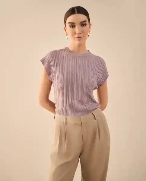 Camiseta Tejido Morado Lila Medio Talla S 462G203 Esprit