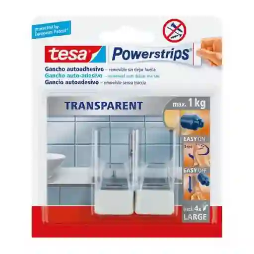 Tesa Gancho Grande Transparente Blanco