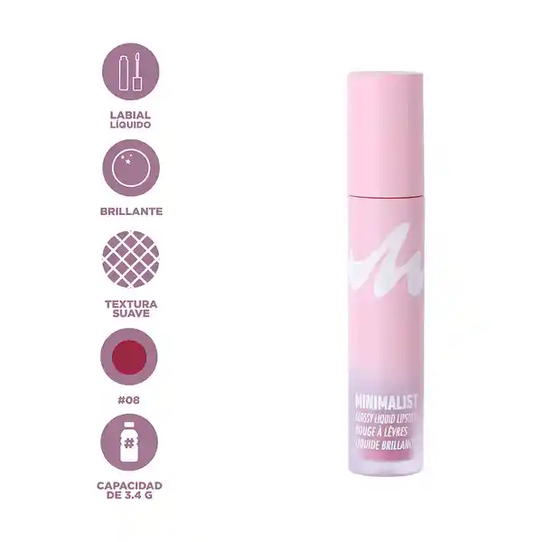 Lápiz Labial Líquido Brillante Minimalist Serie 08 Miniso