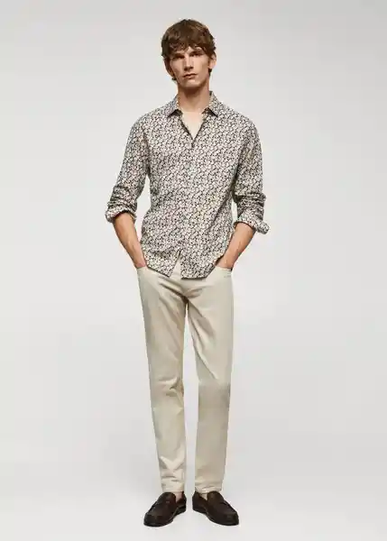 Camisa Vincent Multicolor Negro Talla L Hombre Mango