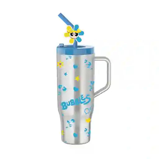 Vaso Con Pitillo de Serie Las Chicas Superpoderosas Azul Miniso