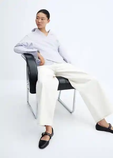 Camisa Maro Azul Talla M Mujer Mango