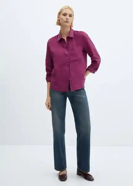 Camisa Lino Fucsia Talla 26 Mujer Mango