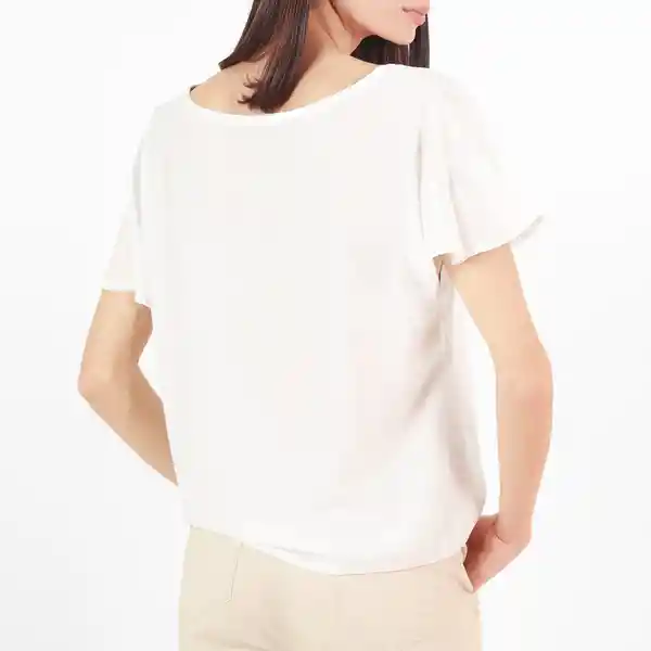 Blusa Cuello V Manga Corta Blanco Talla S 704427