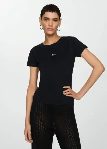 Camiseta Mnglog-h Negro Talla L Mujer Mango