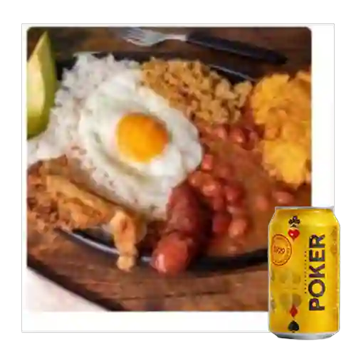 Combo Bandeja Paisa + Cerveza Poker Lta 330ml