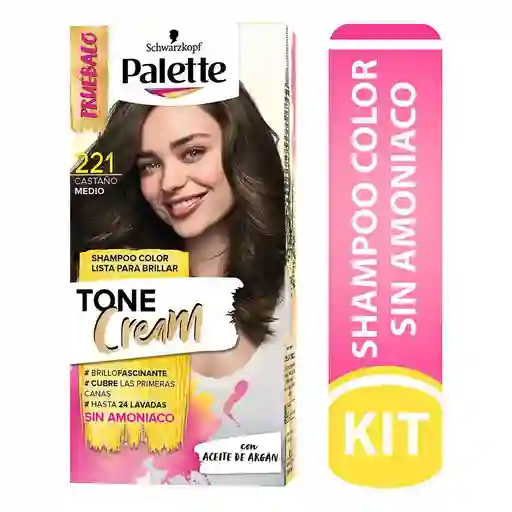Palette Shampoo Tone Cream Tono 221 Castaño Medio