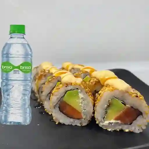 Combo salmon roll + agua con gas