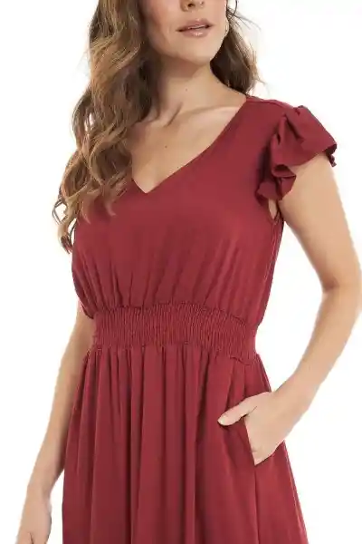 Vestido Largo Lemma Color Rojo Vino Talla XL Ragged