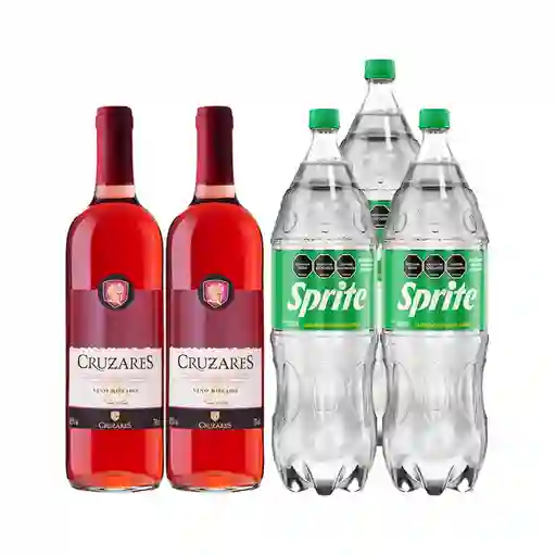 Combo Cruzares Vino Rosado + Gaseosa Sprite Original 1.5 L