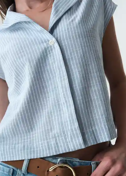 Camisa Karol Mujer Azul Colonia Medio Talla M 513G357 Naf Naf