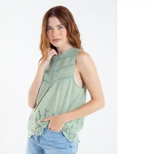 Camisa Verde Mujer Verde Jadeíta Medio Talla M 512E048 Naf Naf