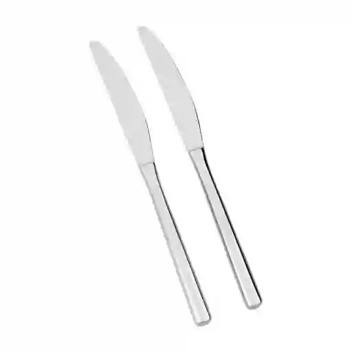 Set 2 Cuchillos Comida Acero Inoxidable Plateado 0001