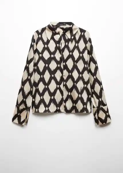 Camisa Rombus Crudo Talla XS Mujer Mango