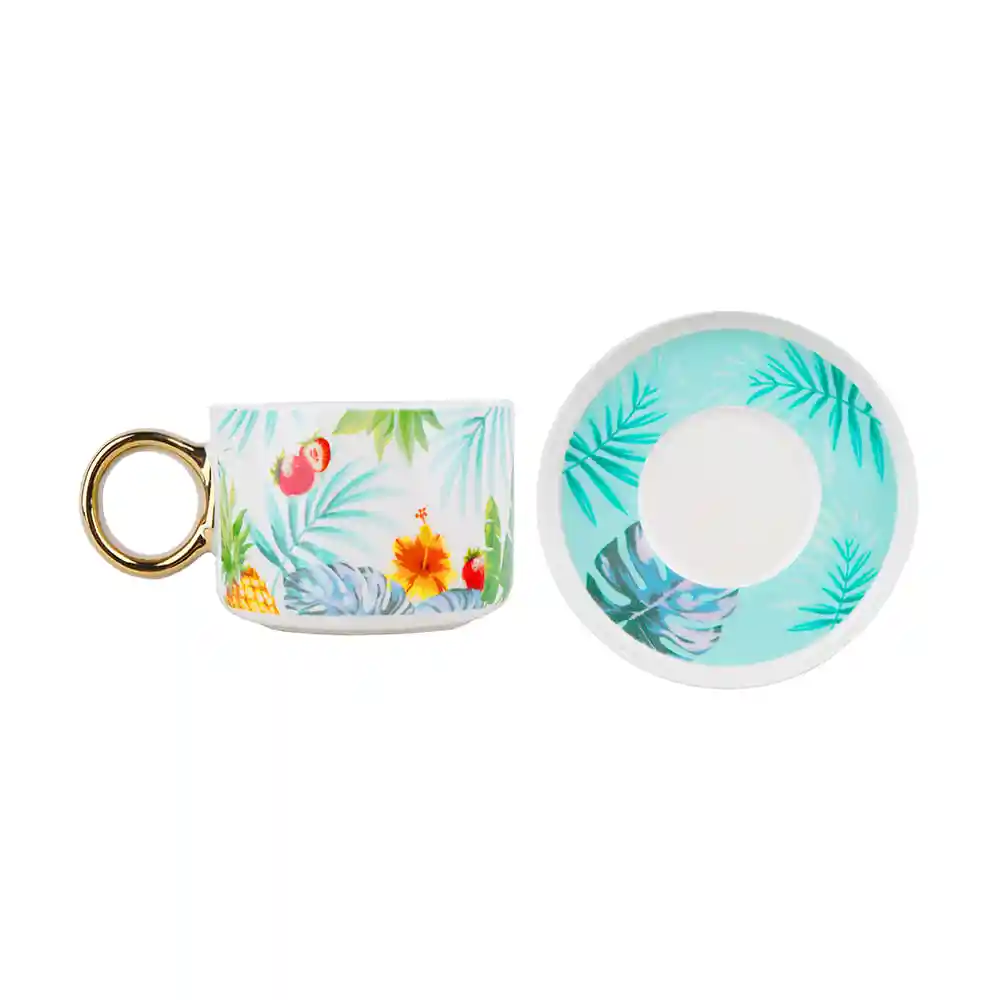 Taza de Cerámica Con Portavasos Passion Island Miniso