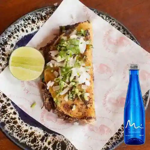 Combo Tacos de Quesabirria X 4 +Agua Manantial S/gas