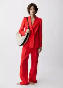 Blazer Americana Limona Rojo Talla M Mujer Mango