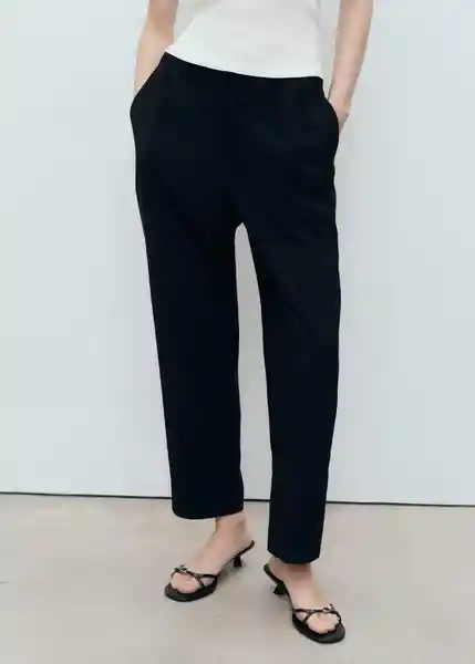 Pantalón Fluido Negro Talla XS Mujer Mango