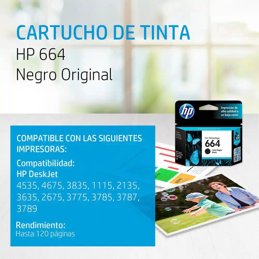  Hp Cartucho De Toner Para Impresora Color Negro 664
 