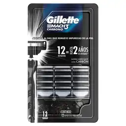 Gillette Máquina de Afeitar Mach3 Carbono 12 Repuestos