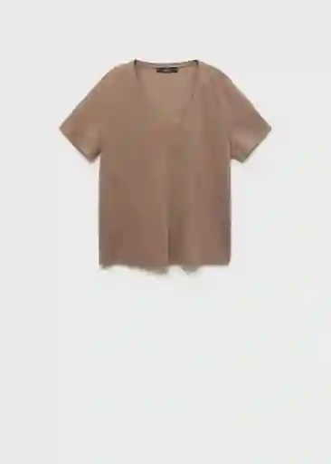 Camiseta Linito Taupe Talla S Mujer Mango
