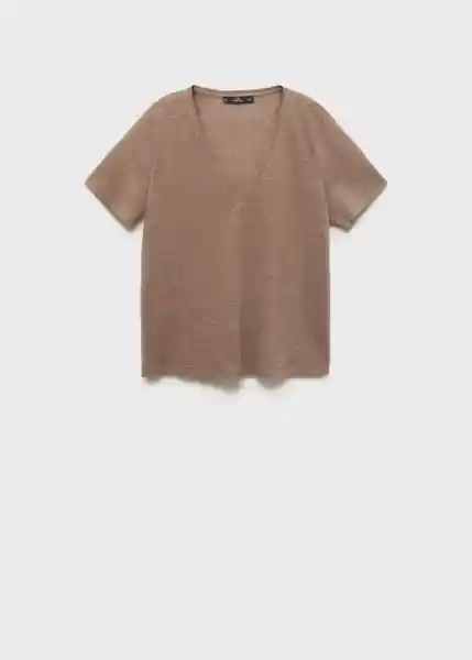 Camiseta Linito Taupe Talla S Mujer Mango