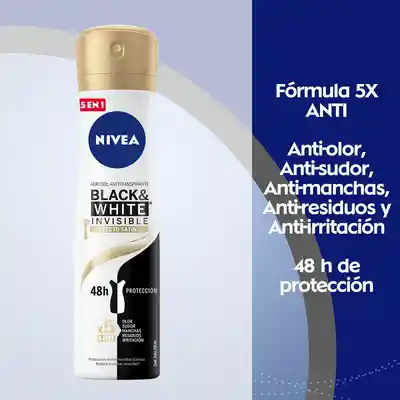 Nivea Desodorante Black & White Invisible Efecto Satín en Aerosol