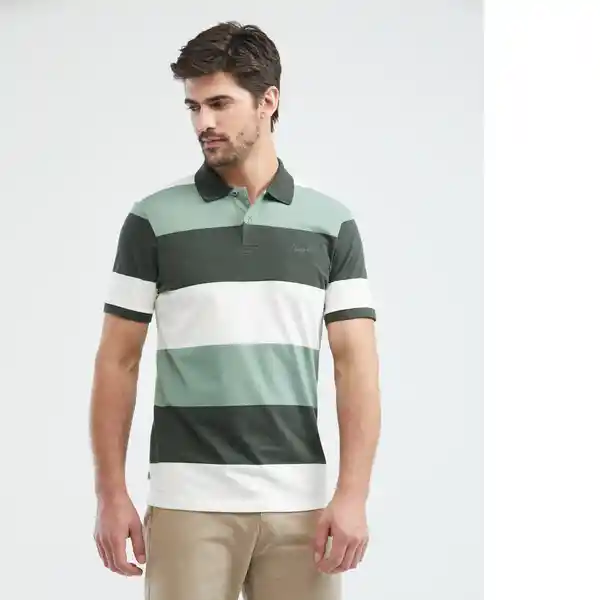 Camiseta Stripes Contrast Hombre Verde Mate Talla M Chevignon