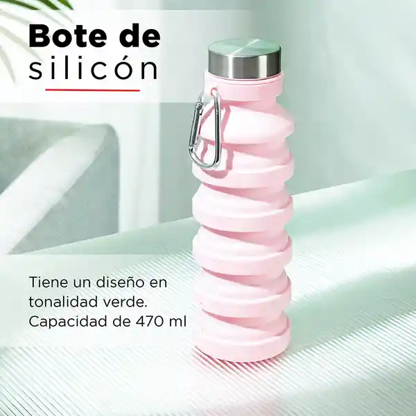 Miniso Termo de Silicona Plegable Rosa 550 mL