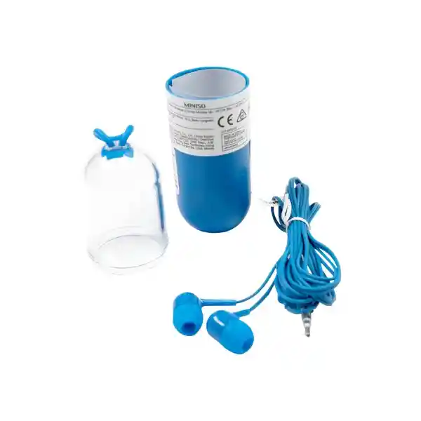 Audífonos de Cable Con Estuche en Forma de Cápsula Azul Miniso