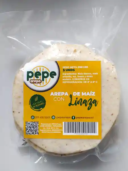 Pepe Arepa 100% de Maíz Blanco Con Linaza Molida