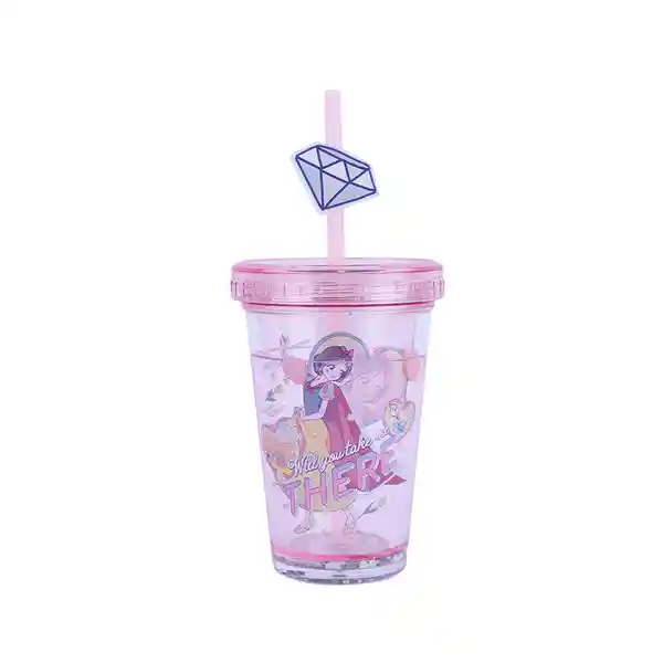 Vaso Plástico Serie Disney Manga Princesas Rosa 320 mL Miniso