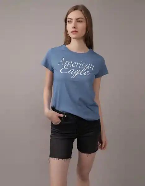 Camiseta Mujer Azul Talla X-Small American Eagle 03009462