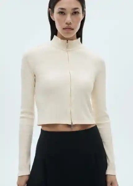 Chaqueta Cárdigan Loreto Crudo Talla XS Mujer Mango