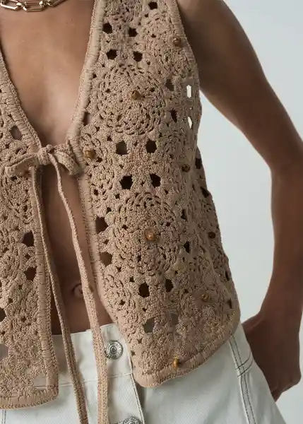Saco Tejido Mujer Beige Polvillo Medio Talla S 482G091 Naf Naf