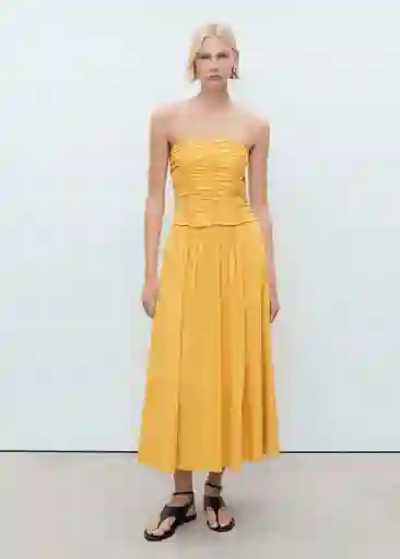 Falda Sunny Mostaza Talla 36 Mujer Mango
