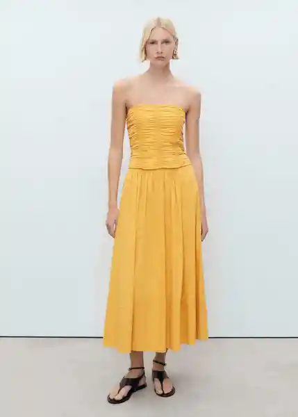 Falda Sunny Mostaza Talla 36 Mujer Mango