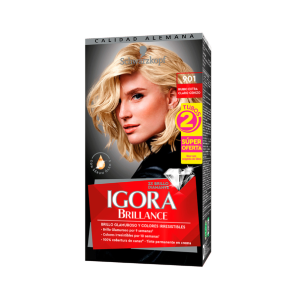 Tinte Igora Brillance 901 Rubio Extra Claro Cenizo 100 ml