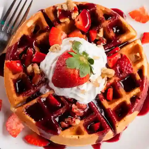 Desayuno Waffle con Mix de Frutas