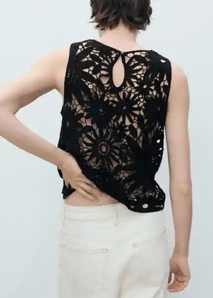 Top Giardino Negro Talla S Mujer Mango