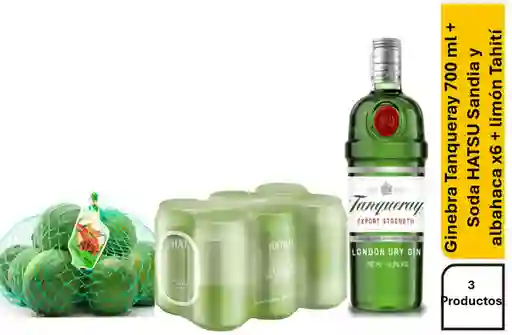 Combo Hatsu Soda Albahaca + Tanqueray Ginebra + Limon Tahiti