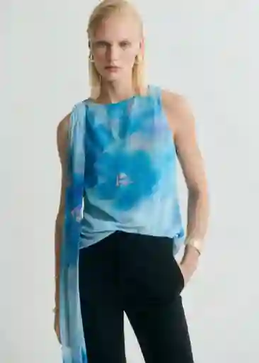 Blusa Adela Azul Talla M Mujer Mango