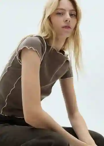 Camiseta Curlita Topo Talla M Mujer Mango