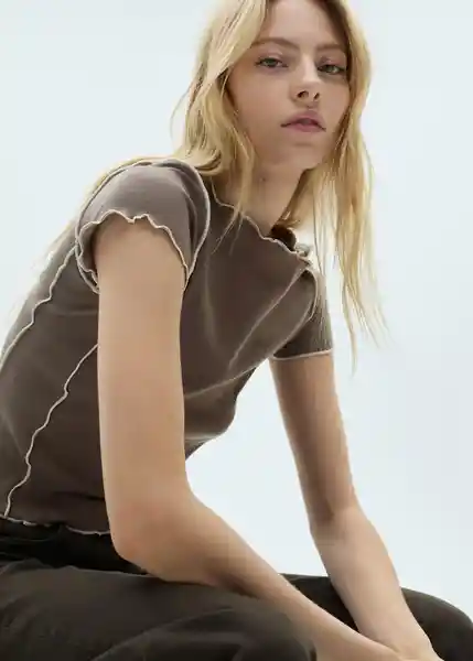 Camiseta Curlita Topo Talla M Mujer Mango
