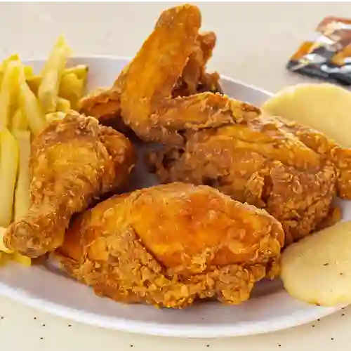 Medio pollo broaster+gaseosa 1 lt postob