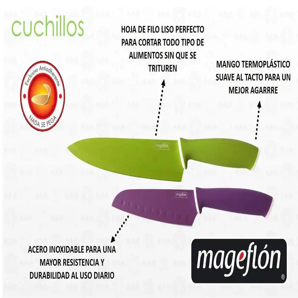 Mageflón Elaborados En Acero Inoxidable De Alta Resistencia Y Durabilidad. Su Hoja De Filo Liso Te Garantiza Cortes Perfectos Y Previene Que Los Alimentos Se Trituren Al Cortarlos. Está Recubierto De Nuestro Exclusivo Antiadherente Que Evita Que Los Alimentos Queden Pegados A La Hoja. Posee Un Mango Termoplástico Para Un Agarre Más Cómodo. 125 Mm. Marca . Sku 187890. Sku 7591916515854