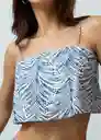 Camisa Tiras Mujer Azul Cetaceo Estampado Talla S Naf Naf