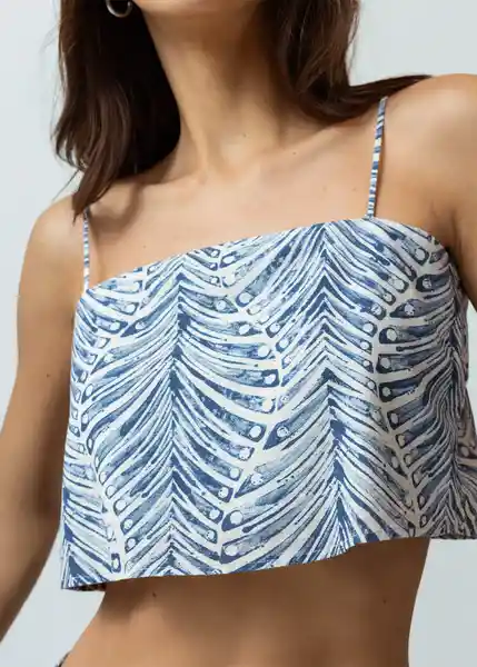 Camisa Tiras Mujer Azul Cetaceo Estampado Talla S Naf Naf