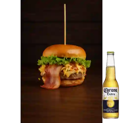 Combo Hamburguesa Talla M + Cerveza Corona Bot. 355ml